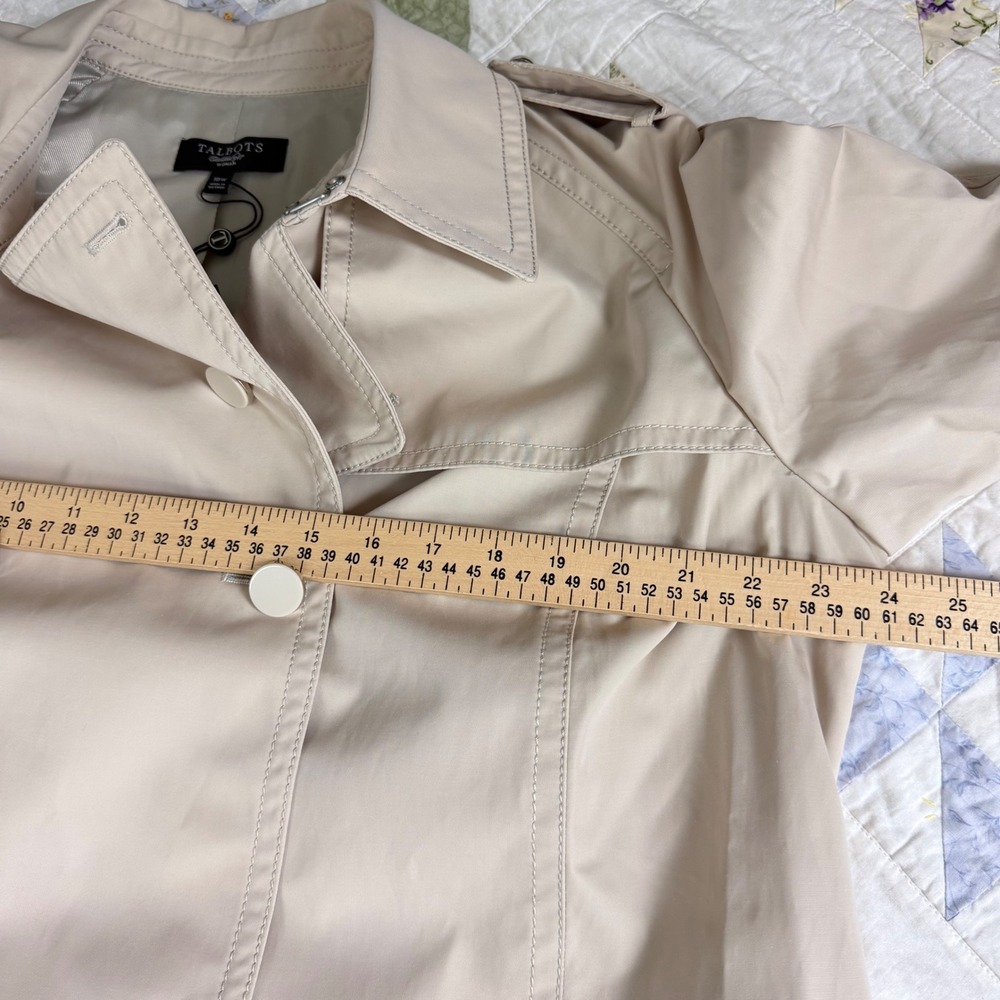 Talbots Woman Beige Double Breasted Trench Coat 16W NWT 237177 - Picture 10 of 11